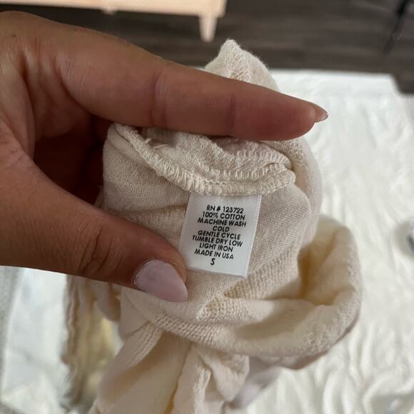 Xirena Tessa Ivory Textured Gauze Cotton V Neck Dress Wmns XS boho minimalist - Picture 10 of 11